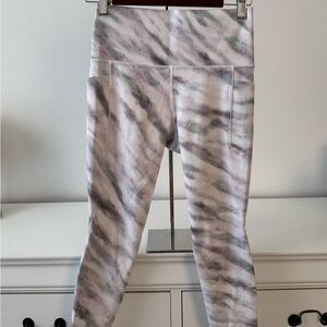 Athleta Women Marble Pattern Leggings - Gray, Pink, White